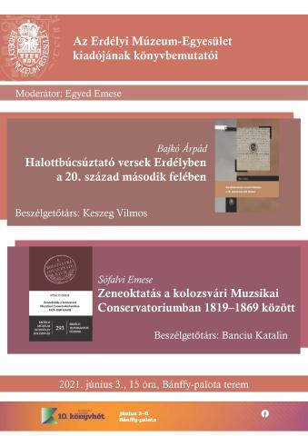 Az Erdélyi Múzeum-Egyesület kiadójának könyvbemutatói a Kolozsvári Ünnepi Könyvhéten