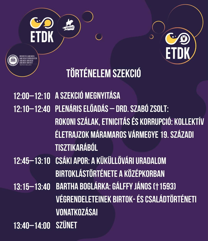 A történelem szekció programja