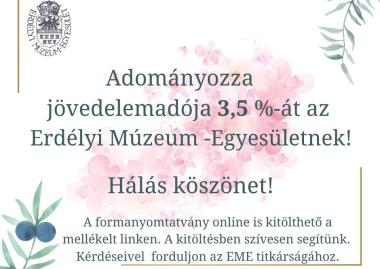 Kérjük, támogassa az Erdélyi Múzeum-Egyesületet!