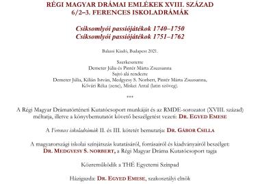 Csíksomlyó – Ferences iskoladrámák II–III. köteteinek bemutatása