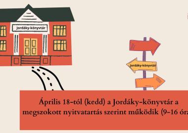 A Jordáky-könyvtár nyitvatartási órarendje