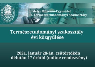 Éves közgyűlését tartja – online formában – az EME természettudományi szakosztálya