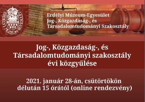 EME Jog-, Közgazdaság-, és Társadalomtudományi  Szakosztály 2021. évi közgyűlése