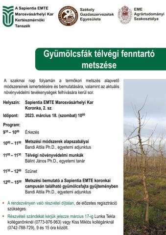 Gyümölcsfák télvégi fenntartó metszése - bemutató 2023