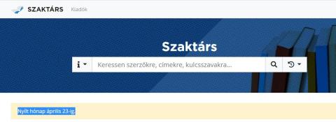 Április 23-ig nyílt hozzáférést biztosít tartalmaihoz a SZAKTÁRS adatbázis